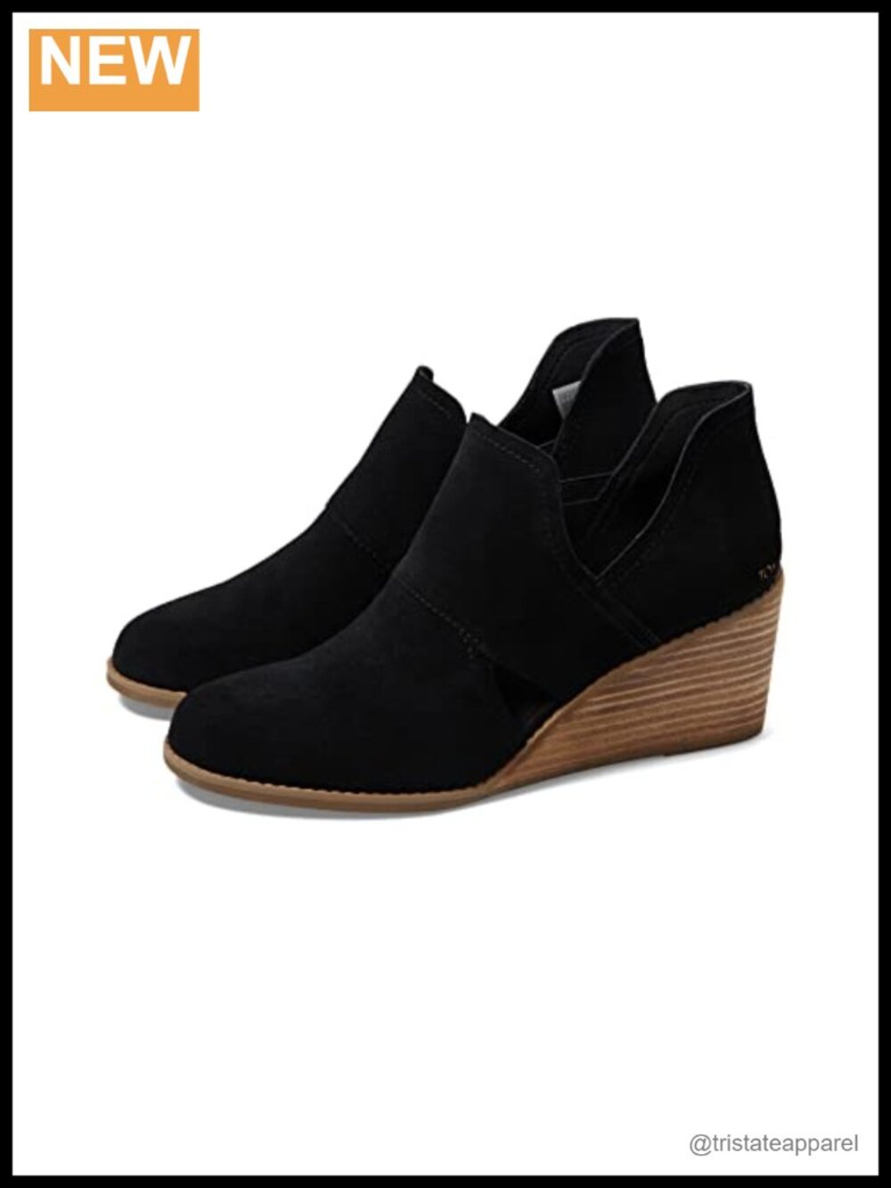 TOMS Women's Kallie Cutout Ankle Bootie Wedge Heel Leather Sole